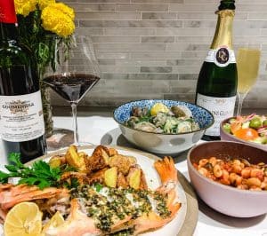 spread of Greek inspired food and wine - 2