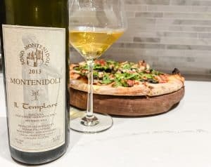 2013 Montenidoli Il Templare wine with a pizza