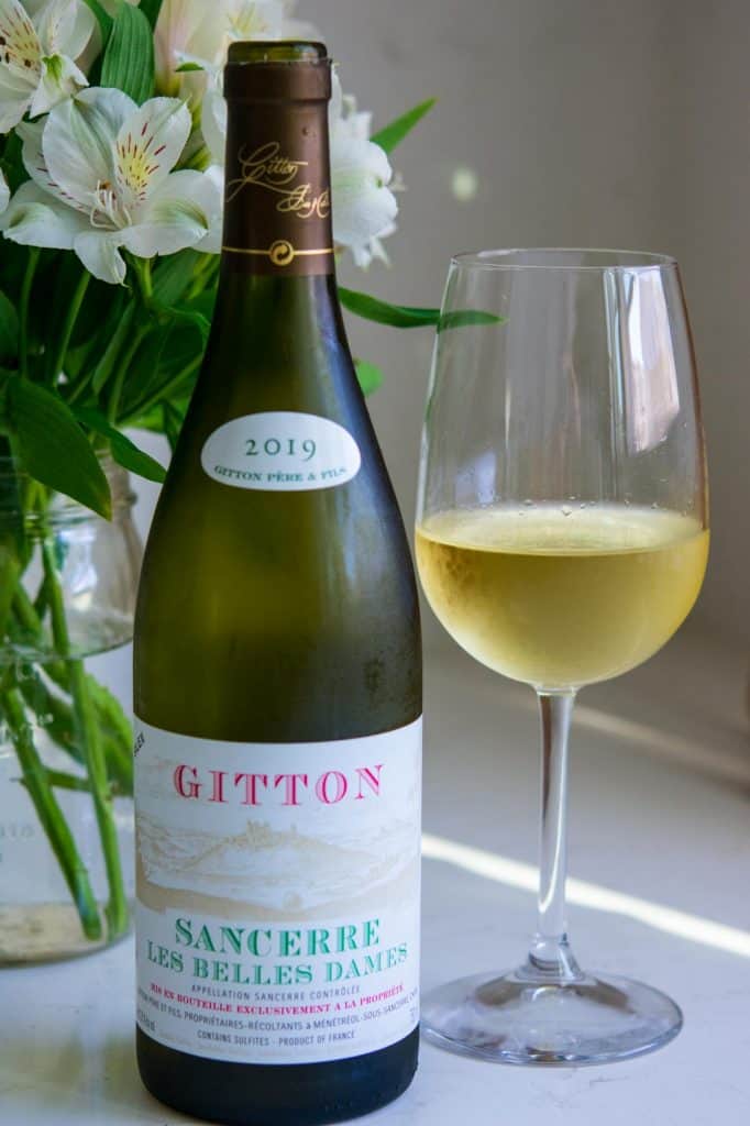 Sancerre bottle of wine with a glass