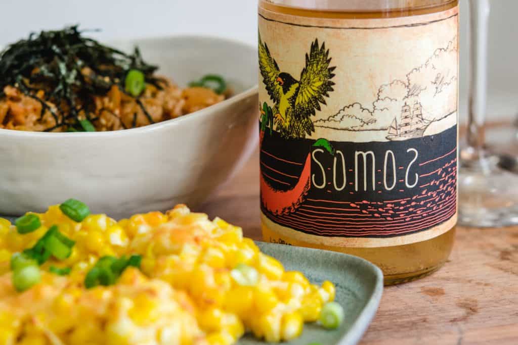 Somos Orange Naranjito Verdehlo with Korean food