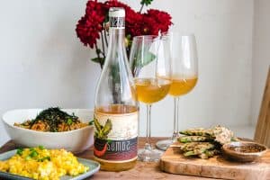 Somos orange verdehlo wine and 3 korean bar snacks