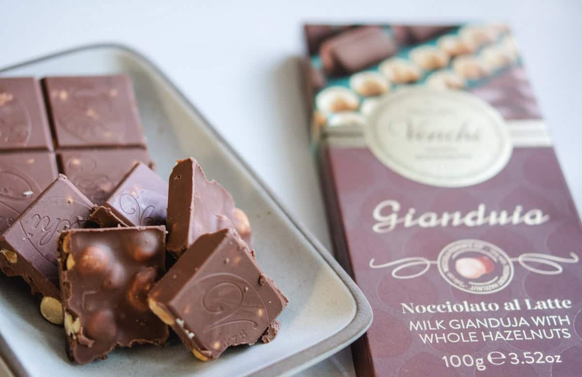 Venchi Hazelnut chocolate bar squares